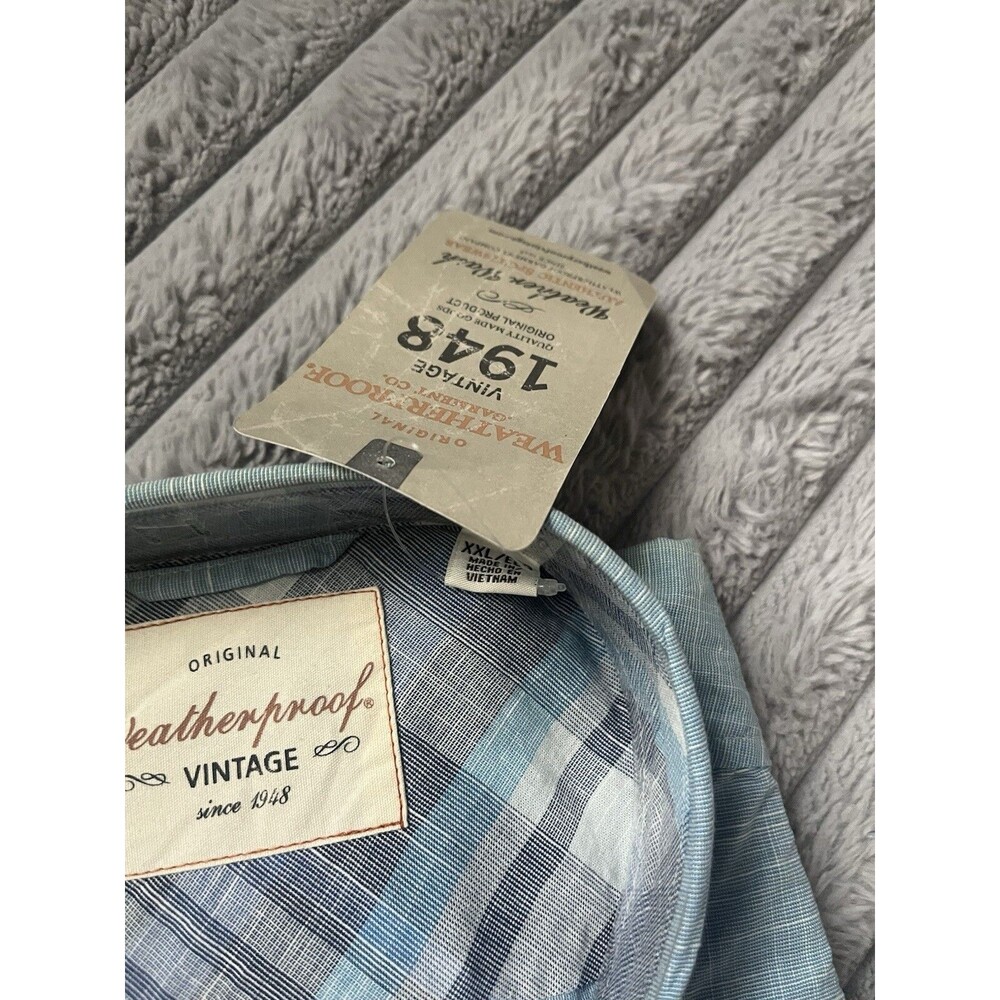 NEW Weatherproof Vintage Shirt Mens Sz 2XL Blue Short Sleeve Cotton Normcore - Picture 7 of 7